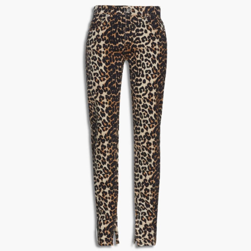 GANNI Leopard-Print High-Rise Tapered Jeans